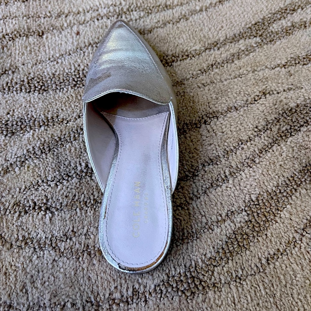 Gold Cole Haan mules
